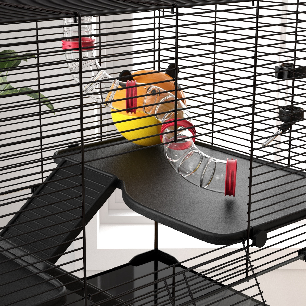 PawHut Hamster Cage w/ Tunnels, Tubes, Ramps, Platforms, Hut, 78.5 x 48.5 x 57cm