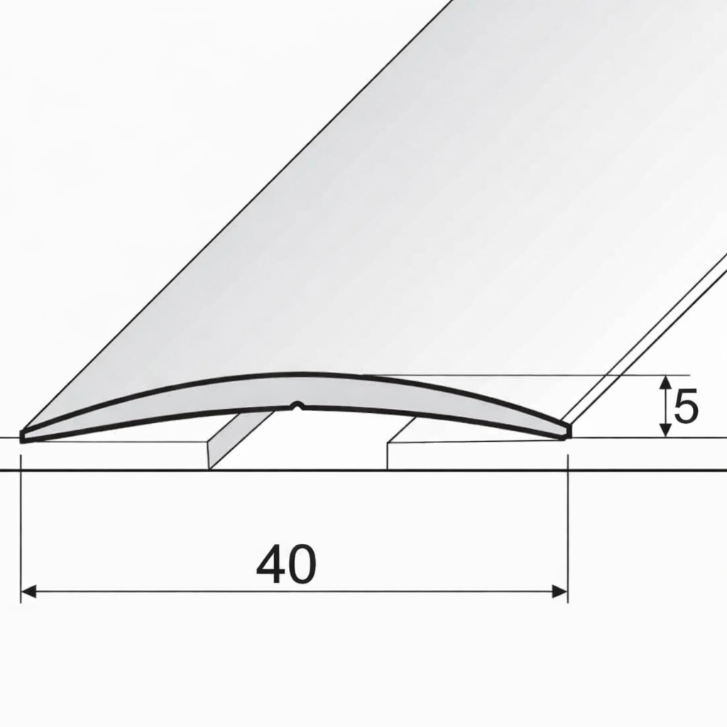 Usage of a 40mm anodised aluminium self-adhesive threshold strip creating a smooth and tidy floor transition.
