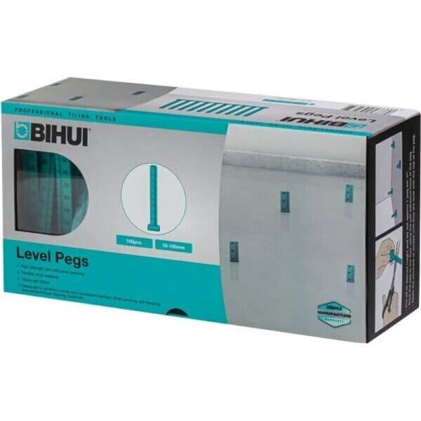 Bihui Self-Levelling Pegs – 100-Pack Height Gauge for Screeds & Compounds (10–100mm)