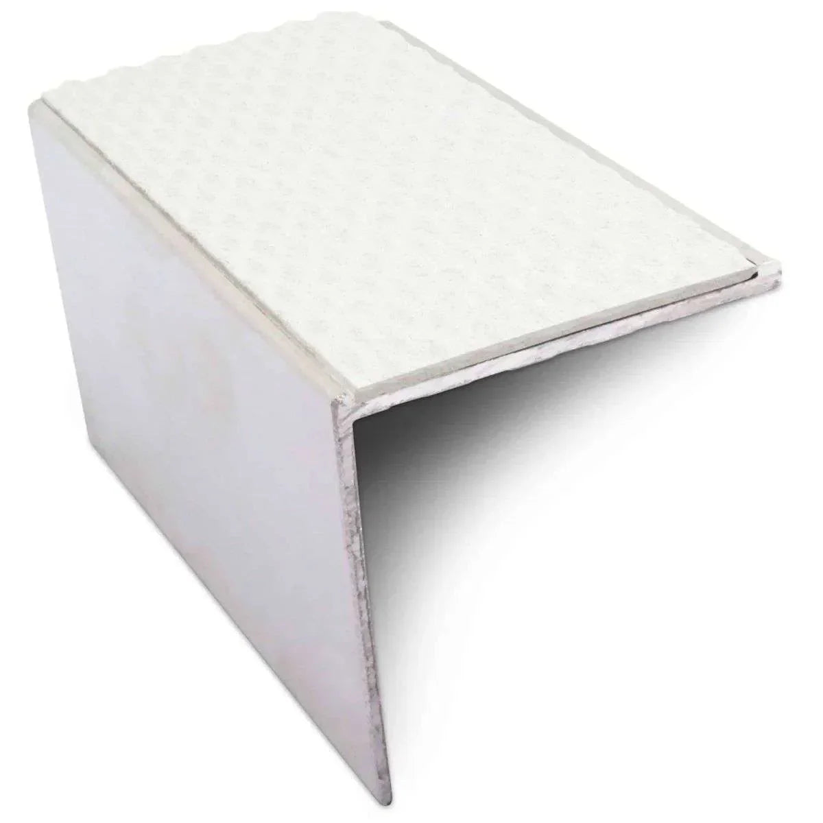 White NSL19 Tredsafe DDA Compliant Aluminium Non Slip Stair Nosing Edge Trim With Pvc Insert