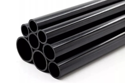 PVC Plastic Round Pipe Tube Black -1m / 39.37" Length