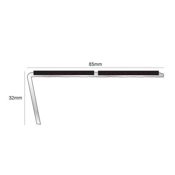 85 x 32mm Aluminium Non Slip Stair Nosing Edge