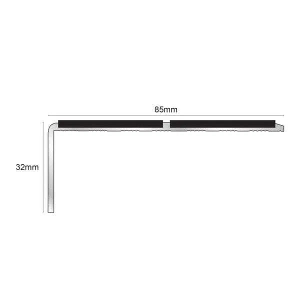 85 x 32mm Aluminium Non Slip Stair Nosing