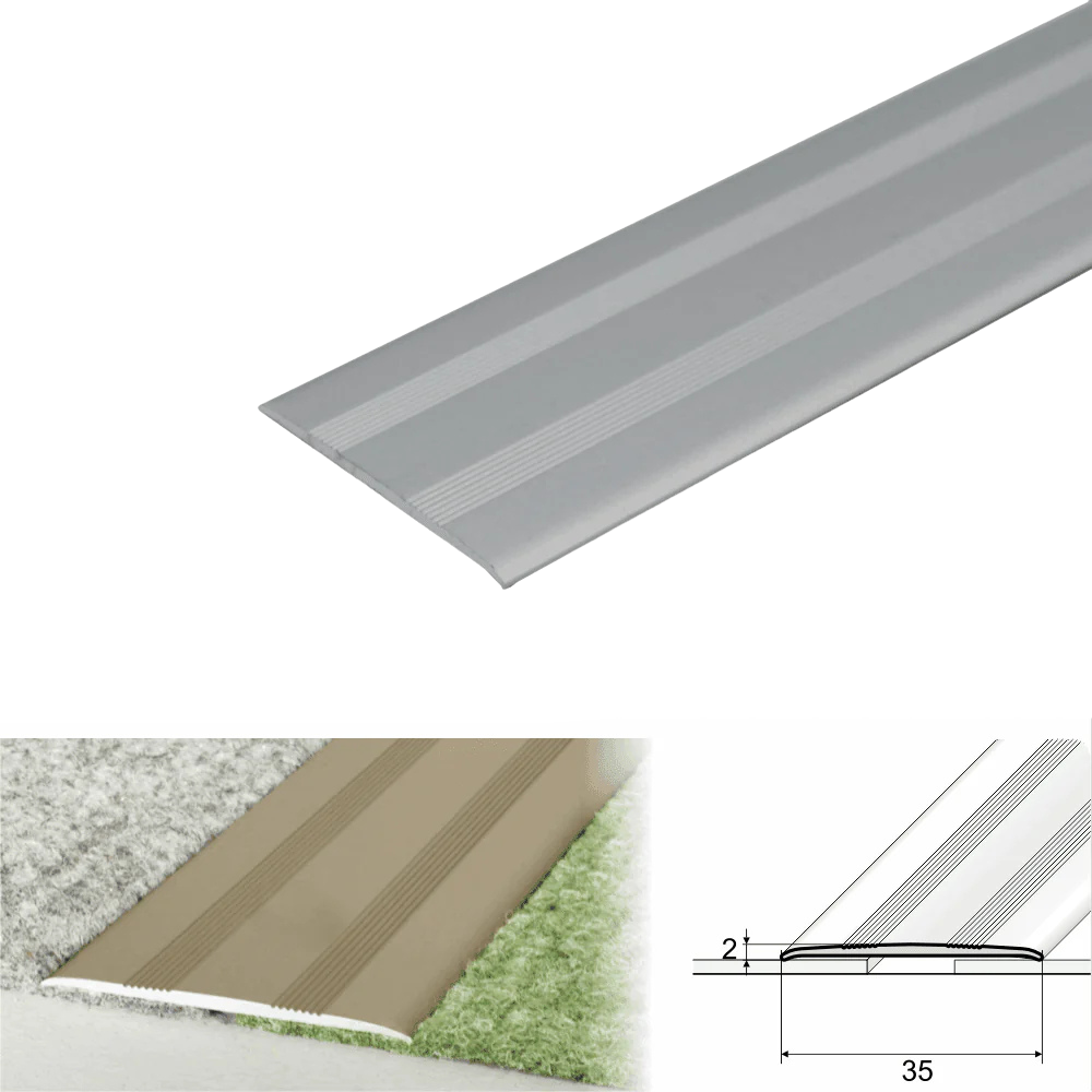 A08 35mm Anodised Aluminium Flat Self Adhesive Door Threshold Strip