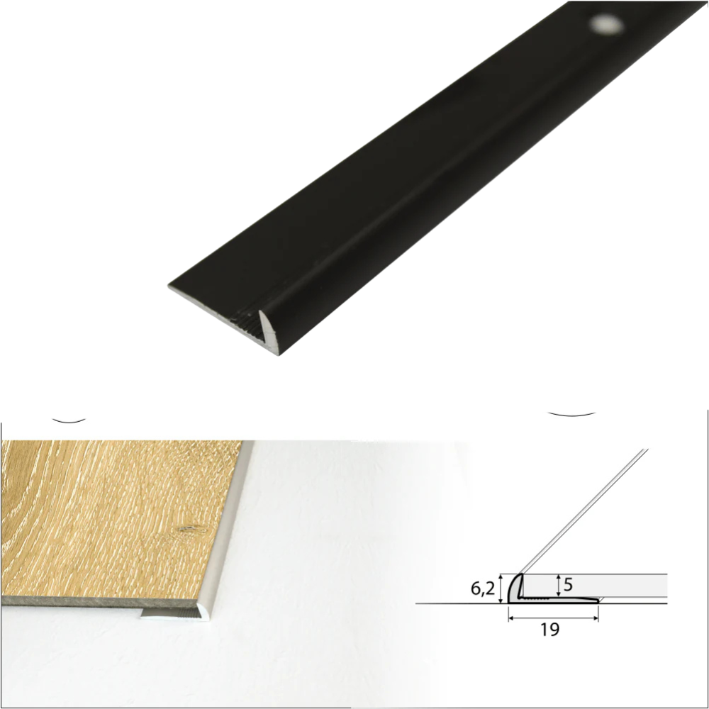 C10 Anodised Aluminium LVT Edging Profile Threshold For 5mm Flooring