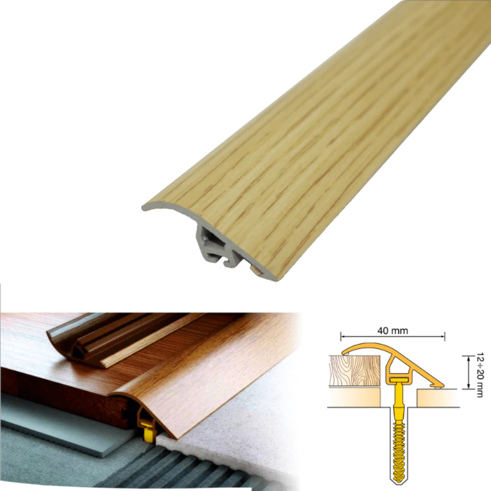 C40 40mm Pvc Wood Effect Door Threshold Ramp Profile