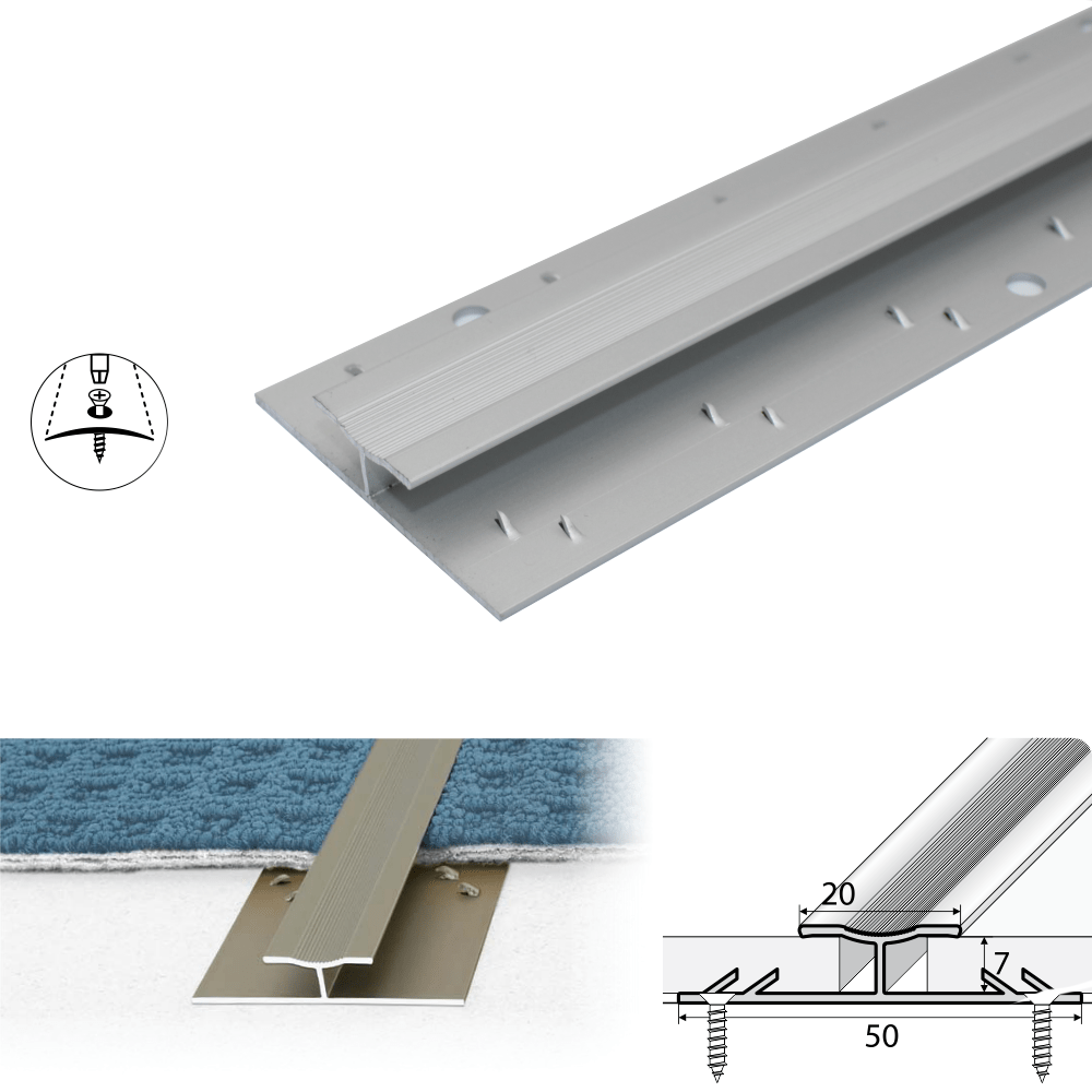 C61 20mm Anodised Aluminium Dual Edge Carpet Profile