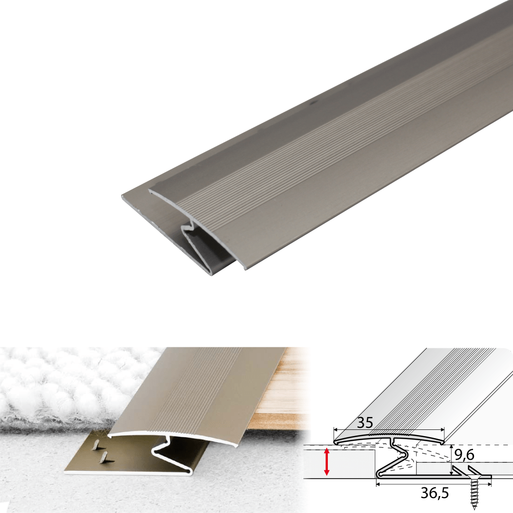 C69 35mm Anodised Aluminium Z Carpet Profile