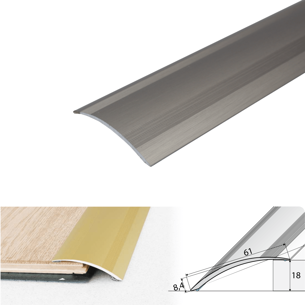 A49 61mm Anodised Aluminium Self Adhesive Door Threshold Ramp Profile