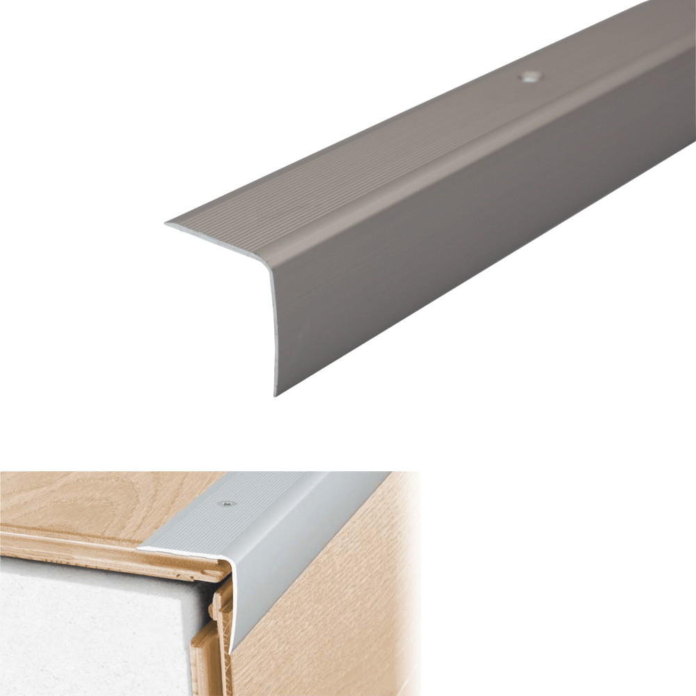 A41 35 x 35mm Anodised Aluminium Non Slip Ribbed Treads Stair Nosing Edge Trim