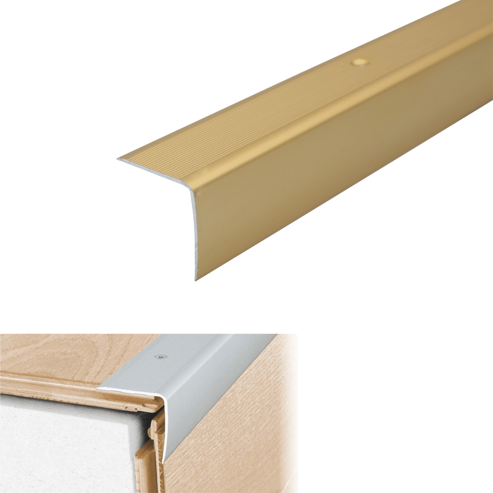 A41 35 x 35mm Anodised Aluminium Non Slip Ribbed Treads Stair Nosing Edge Trim
