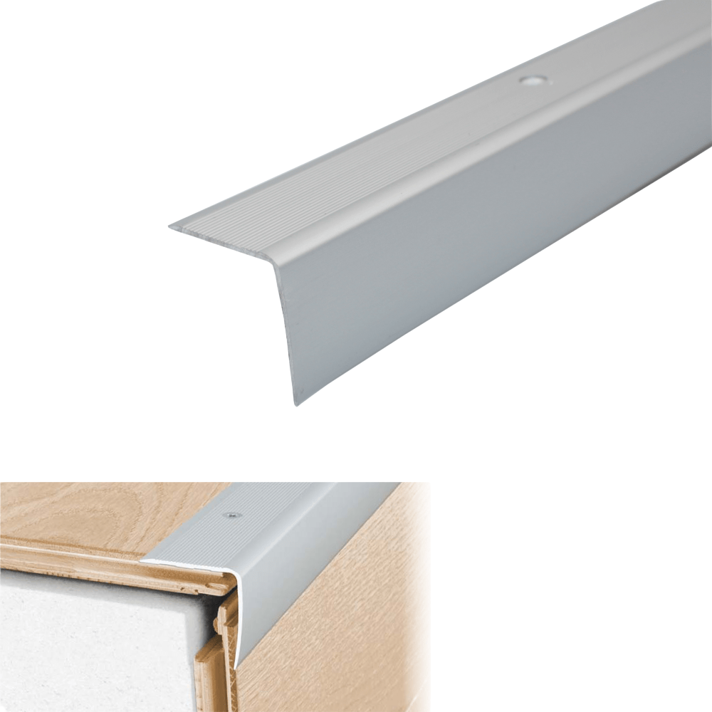 A41 35 x 35mm Anodised Aluminium Non Slip Ribbed Treads Stair Nosing Edge Trim