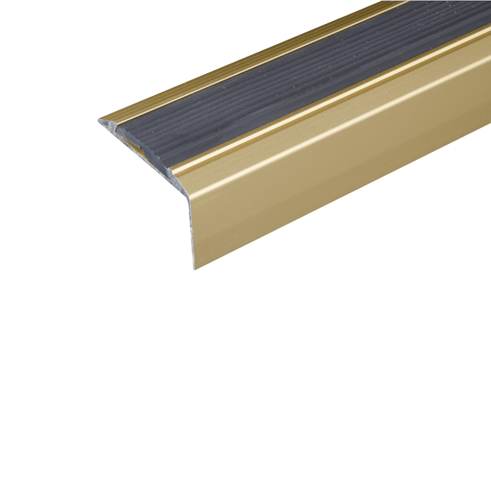 A38 46 x 30mm Anodised Aluminium Non Slip Rubber Stair Nosing Edge Trim