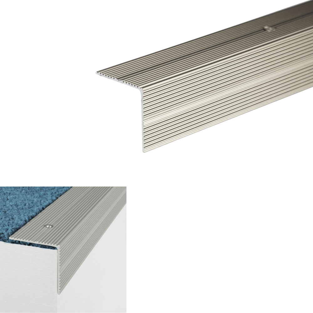 A34 35 x 35mm Anodised Aluminium Non Slip Ribbed Treads Stair Nosing Edge Trim