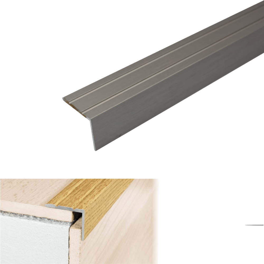 A36 25 x 20mm Anodised Aluminium Self Adhesive Stair Nosing Edge Trim