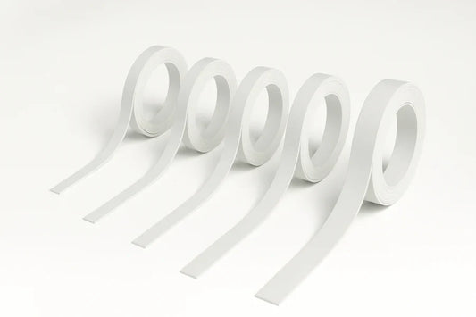 White PVC Plastic Bar Strip Roll Flat Architrave Trim 5 Various Sizes