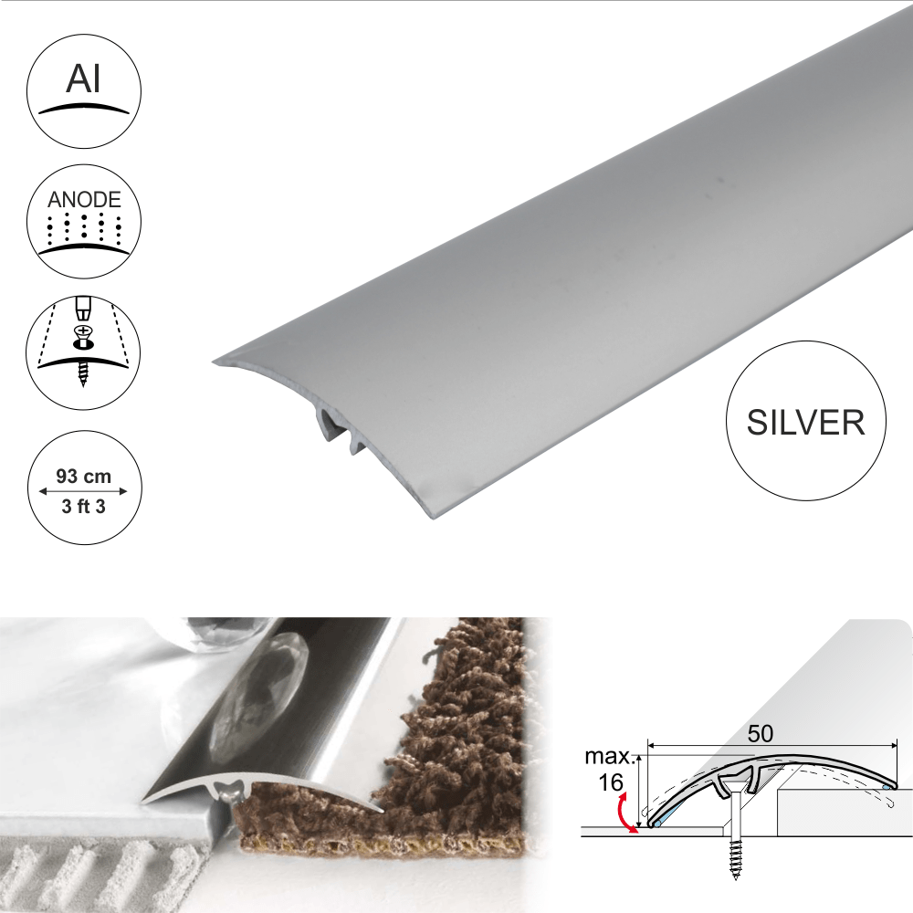 A49 61mm Anodised Aluminium Self Adhesive Door Threshold Ramp Profile