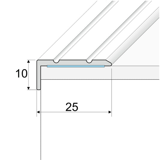 A31 25 x 10mm Anodised Aluminium Self Adhesive Stair Nosing Edge Trim