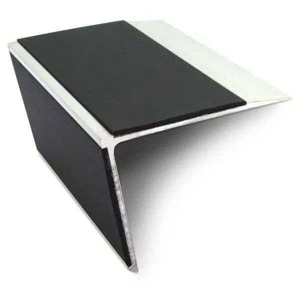 NSL28 Black DDA Compliant Aluminium Non Slip Stair Nosing Edge Trim With Pvc Insert