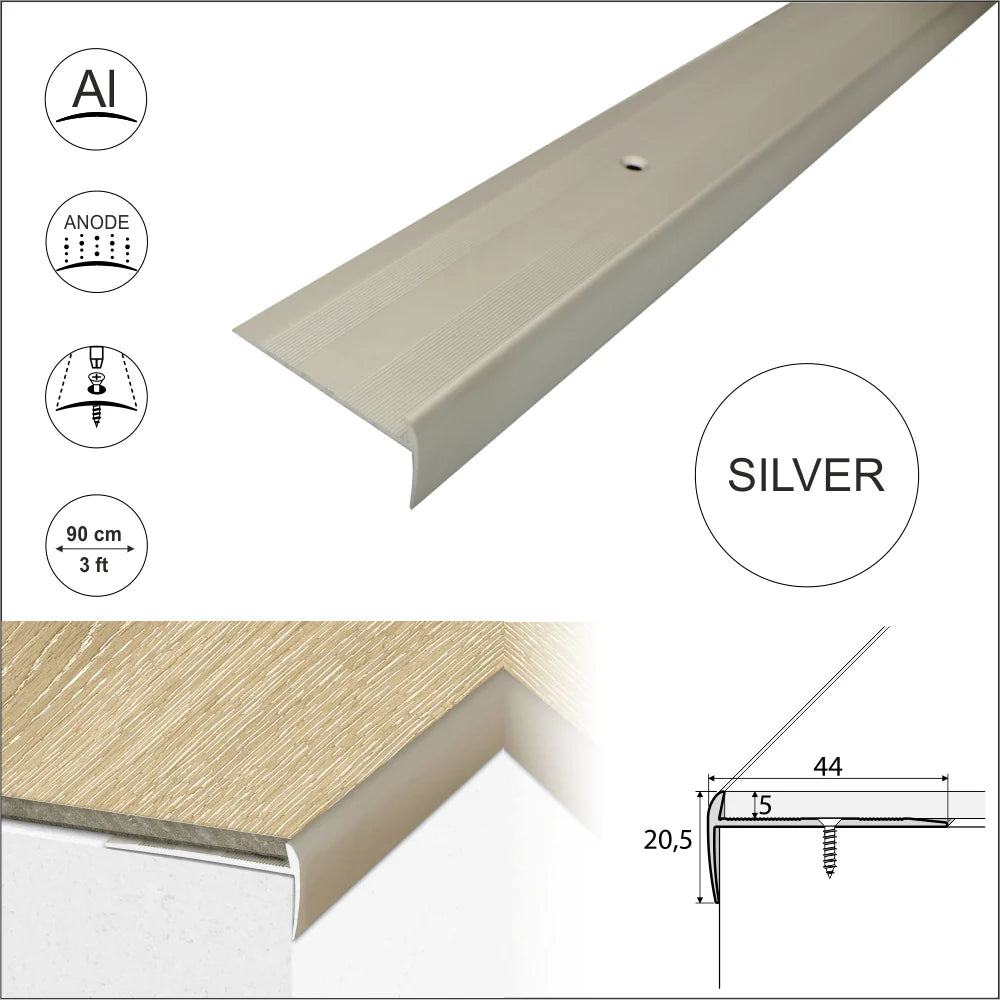 Silver C27 Aluminium LVT Stair nosing Edge for Flooring