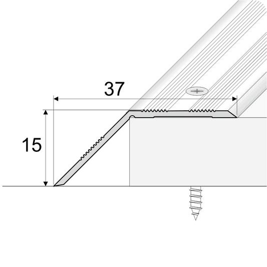 A39 37mm Anodised Aluminium Door Threshold Ramp Profile