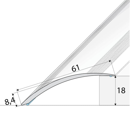 Anodised Aluminium Self Adhesive Door Threshold Ramp Profile