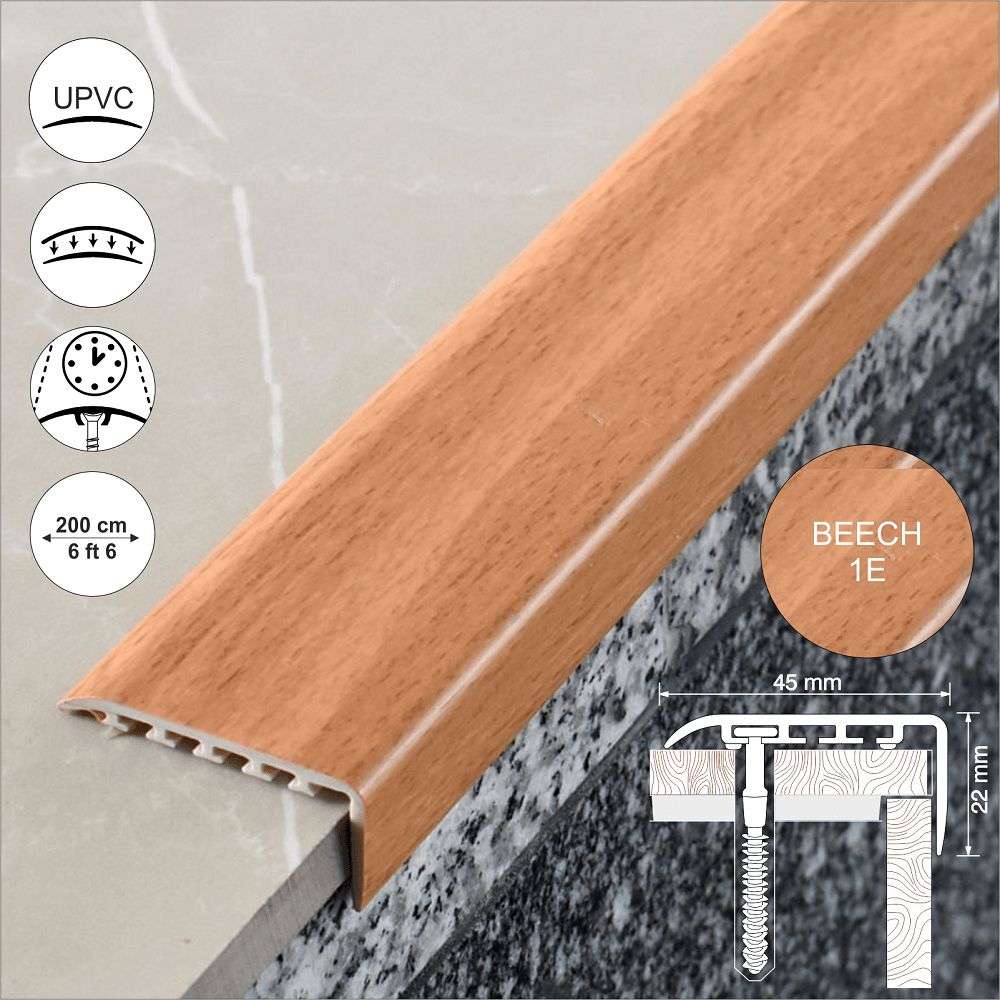 D-K0300 25 x 25mm Pvc Wood Effect Stair Nosing Edge Trim