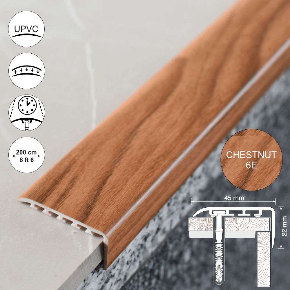 D-K0300 25 x 25mm Pvc Wood Effect Stair Nosing Edge Trim