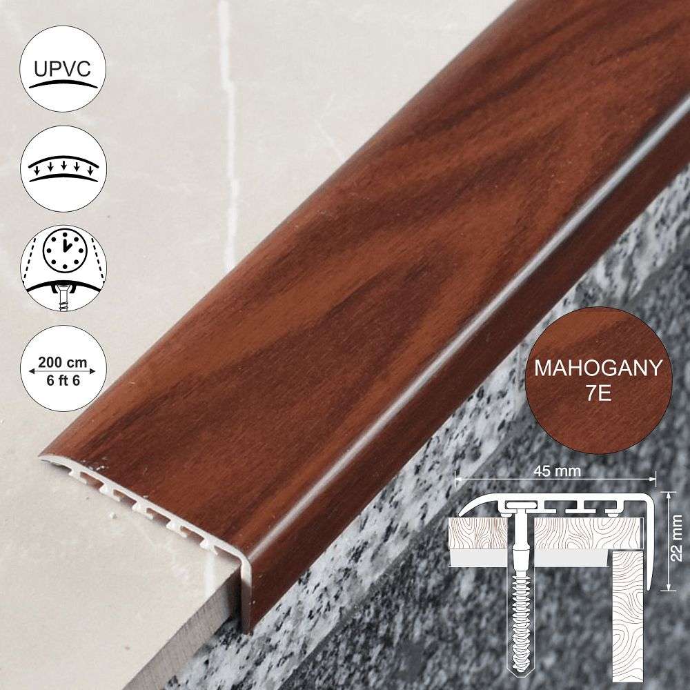 D-K0300 25 x 25mm Pvc Wood Effect Stair Nosing Edge Trim
