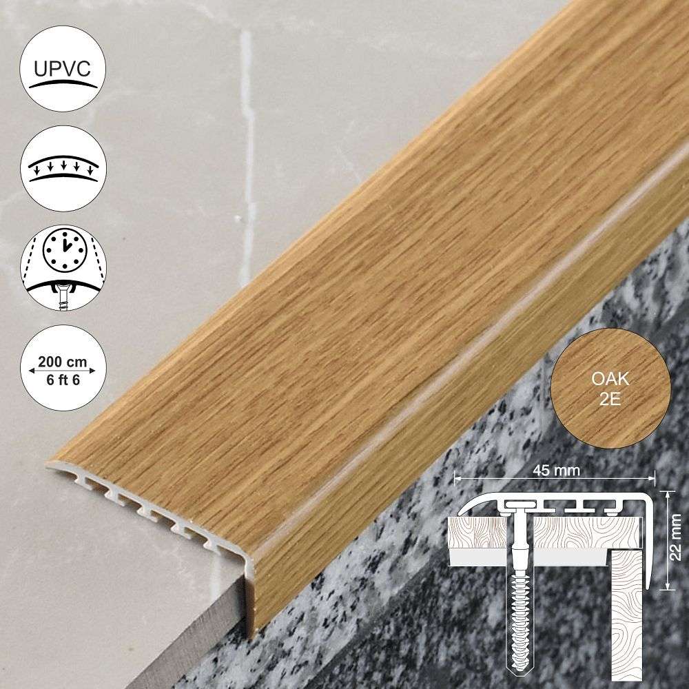 D-K0300 25 x 25mm Pvc Wood Effect Stair Nosing Edge Trim