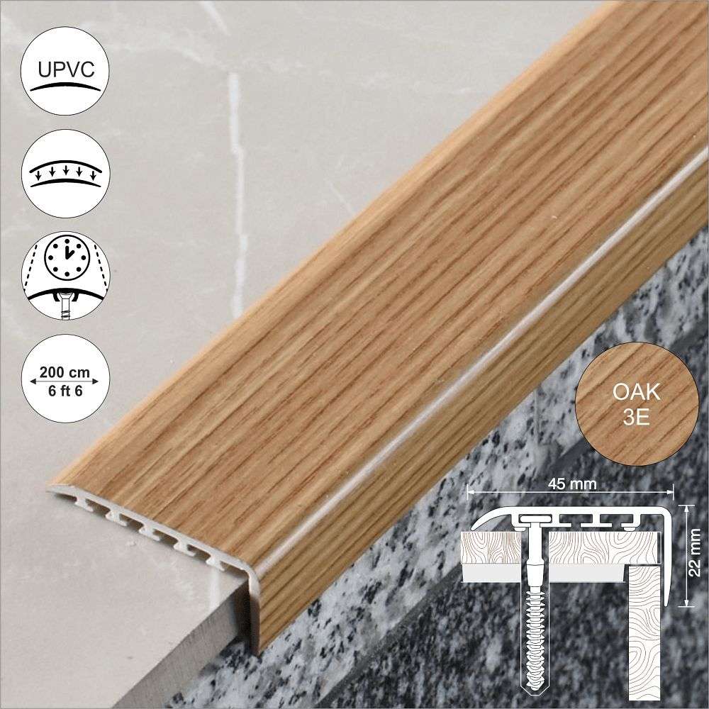 D-K0300 25 x 25mm Pvc Wood Effect Stair Nosing Edge Trim