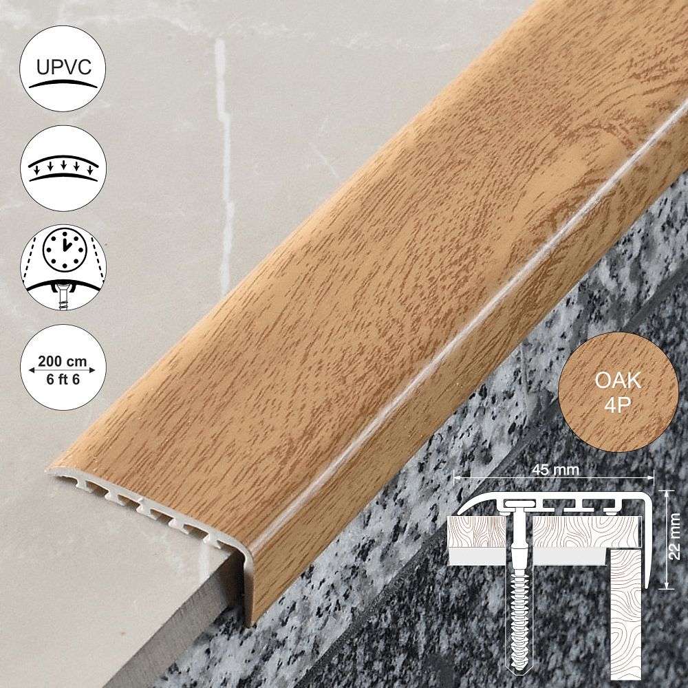 D-K0300 25 x 25mm Pvc Wood Effect Stair Nosing Edge Trim