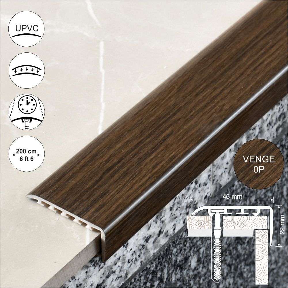 D-K0300 25 x 25mm Pvc Wood Effect Stair Nosing Edge Trim