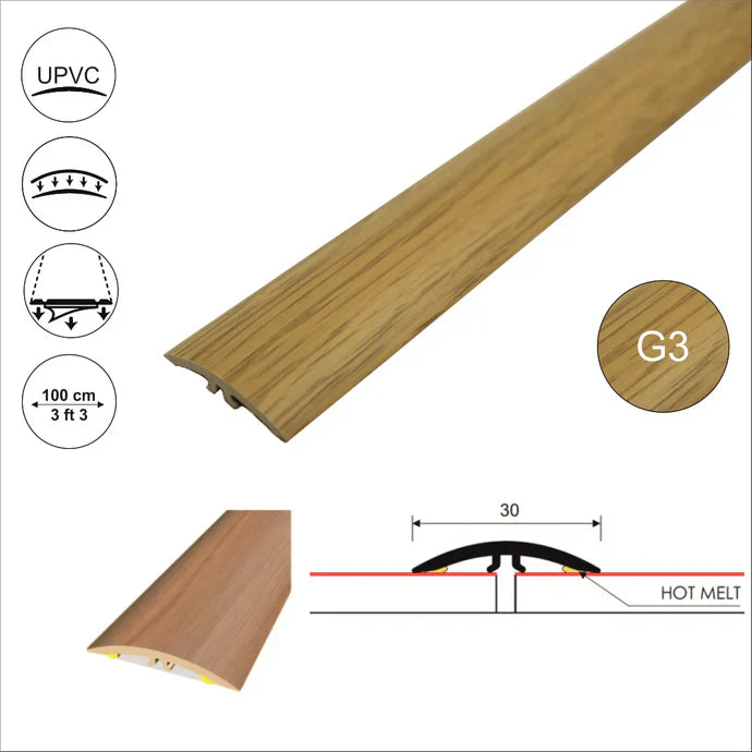 M-M0300 30mm Pvc Wood Effect Flat Self Adhesive Door Threshold Strip