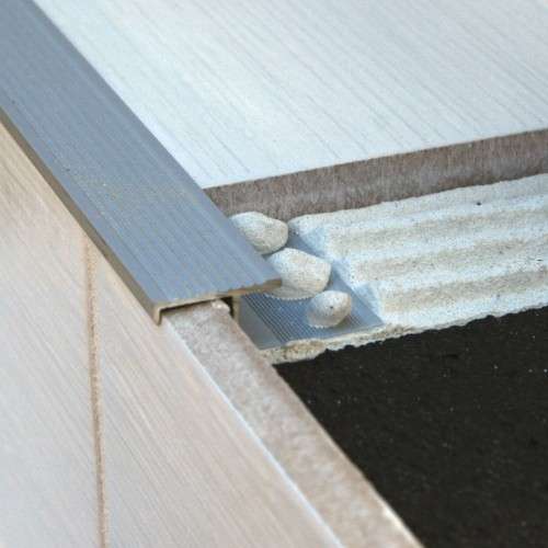 NLT Aluminium Tile-In Stair Nosing with Grooved Grip Step Edge Trim for 10-12.5mm Tiles