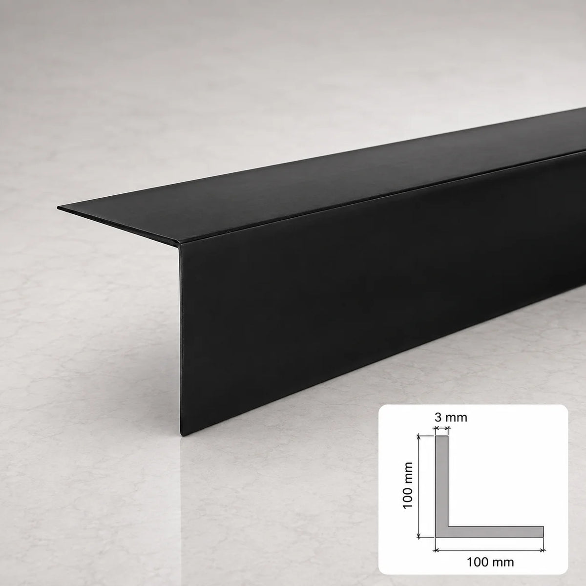 Equal & Unequal Edge Protector Black PVC Plastic Corner Angle Trim 90° In 100 X 100 MM