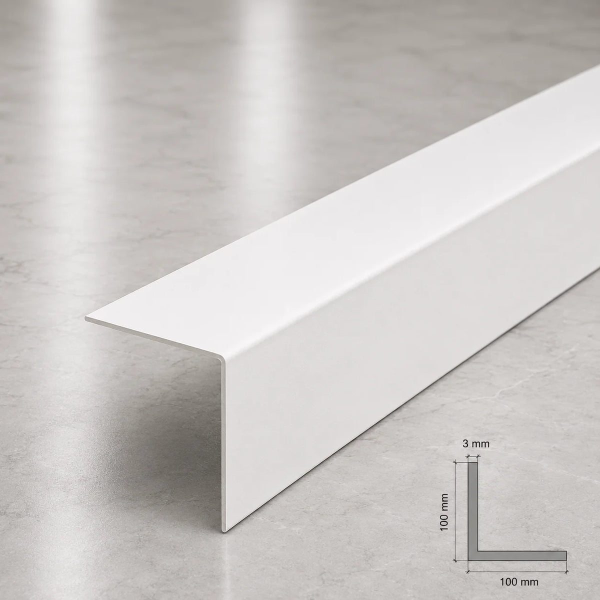 Equal & Unequal Edge Protector White PVC Plastic Corner Angle Trim 90° In 100 X 100 MM