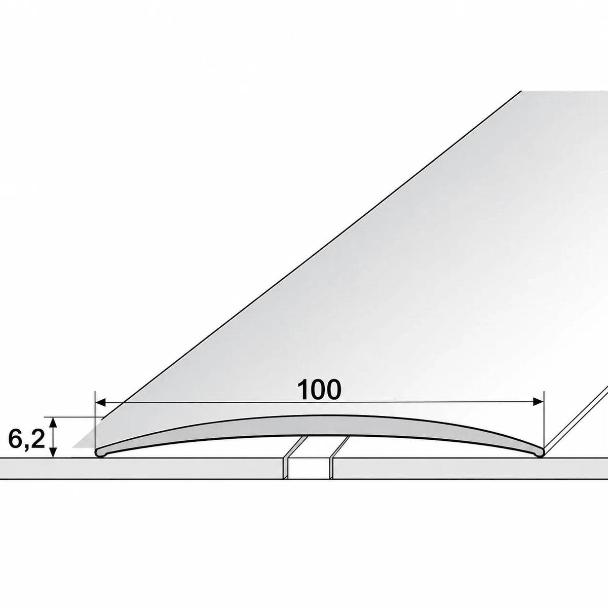 100mm Self-Adhesive Aluminium Threshold Strip Diagram