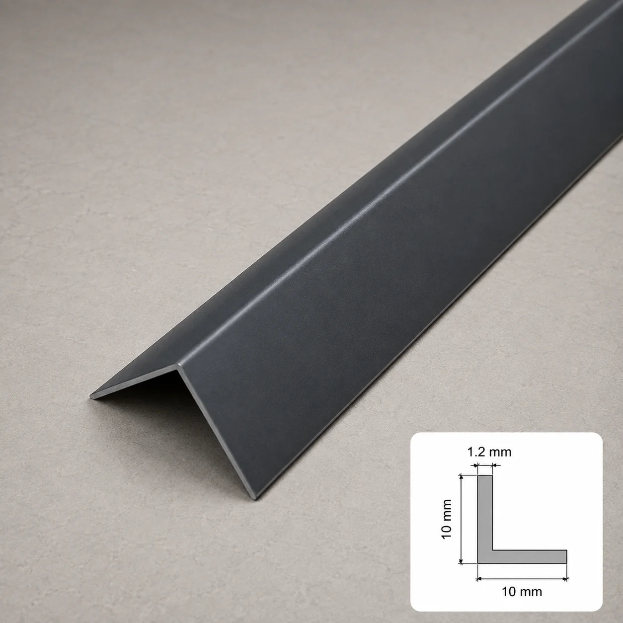 Equal & Unequal RAL 7016 Edge Protector Anthracite PVC Plastic Corner Angle Trim 90° In 10 X 10 MM