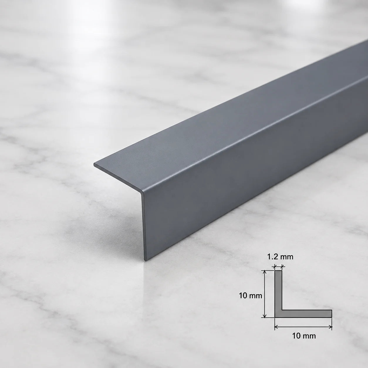 Equal & Unequal Edge Protector Dark Grey PVC Plastic Corner Angle Trim 90° In 10 X 10 MM