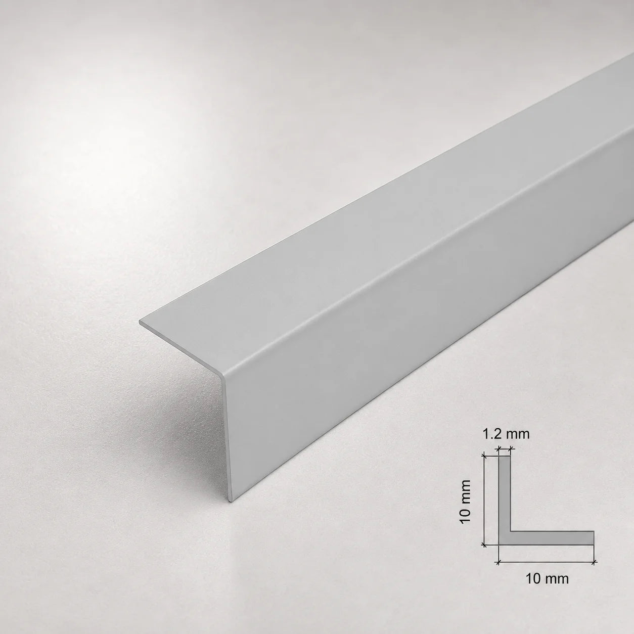 Equal & Unequal Edge Protector Light Grey PVC Plastic Corner Angle Trim 90° In 10 X 10 MM