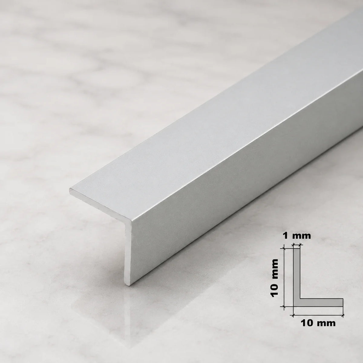 Anodised Aluminum Angle Corner Profile | Silver & Gold 1m Length In 10 X 10 MM