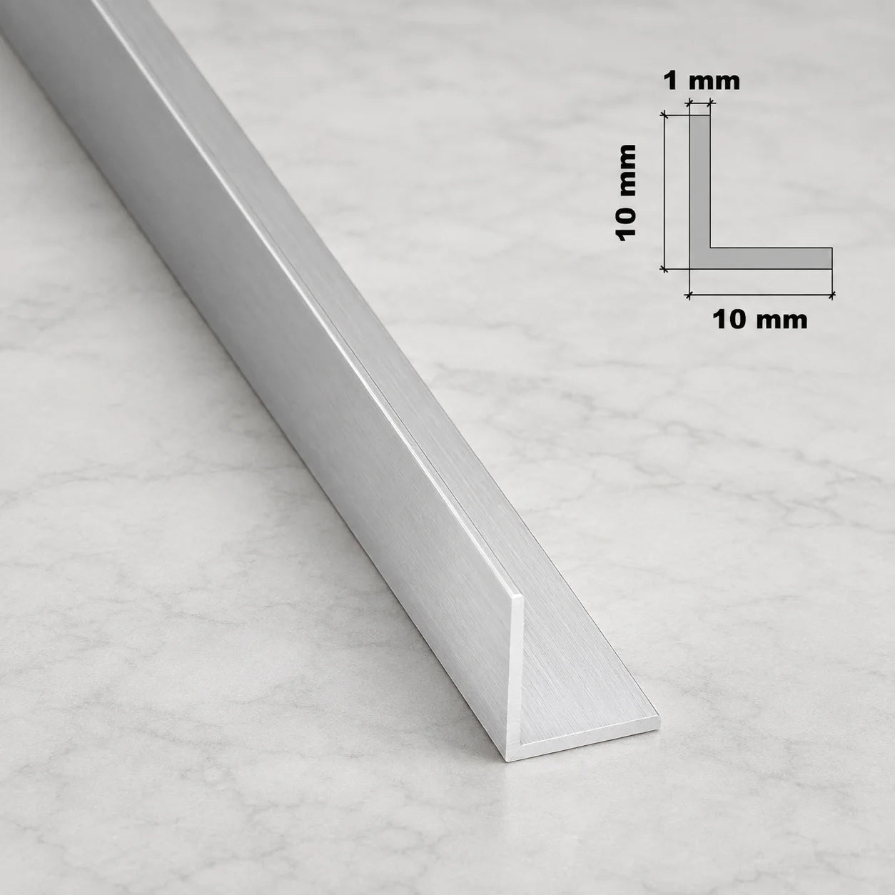 Natural Aluminium Extruded Angle Corner 1 M | Equal & Unequal In 10 X 10 MM