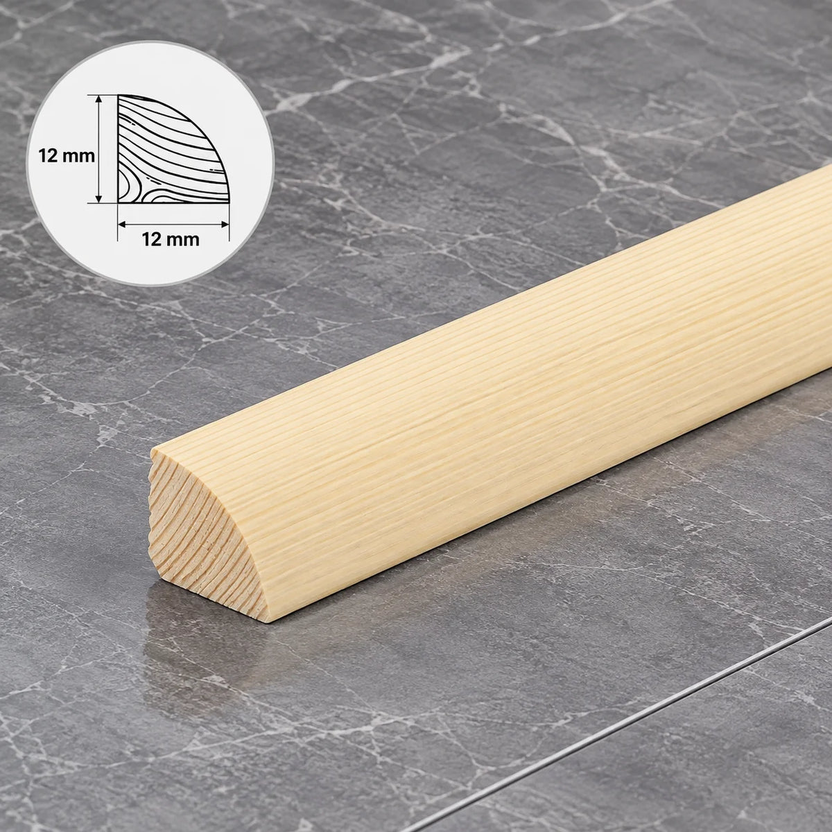 Pine Wood Quadrant Trim Natural Decorative Moulding | 10mm & 12mm Length In 12 MM