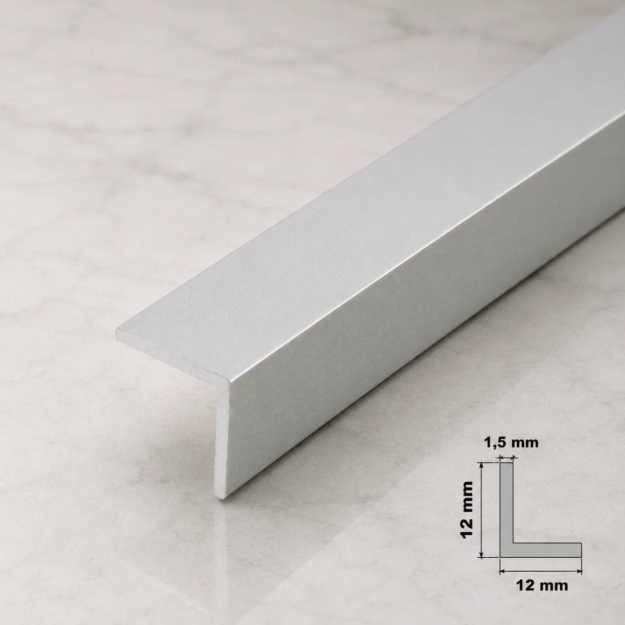 Anodised Aluminum Angle Corner Profile | Silver & Gold 1m Length In 12 X 12 MM