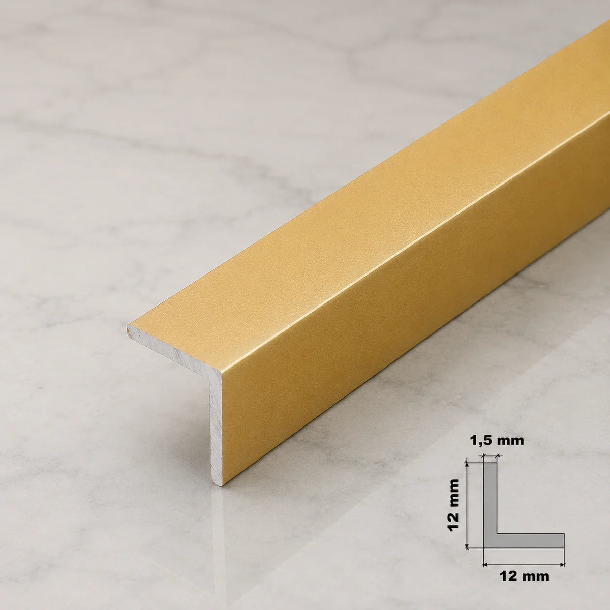 Anodised Aluminum Angle Corner Profile |& Gold 1m Length In 12 X 12 MM