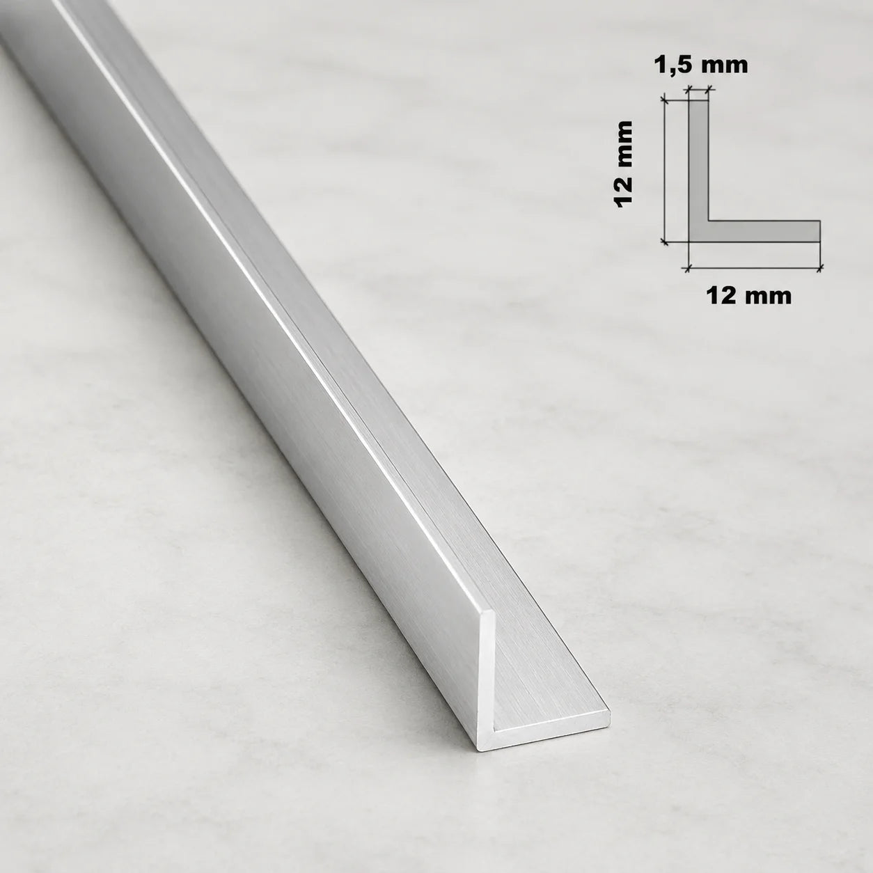 Natural Aluminium Extruded Angle Corner 1 M | Equal & Unequal In 12 X 12 MM