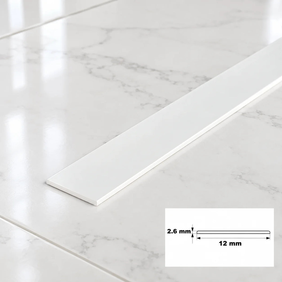 PVC Plastic TW Black White Anthracite Flat Bar Strip White 12 X 2.6 MM