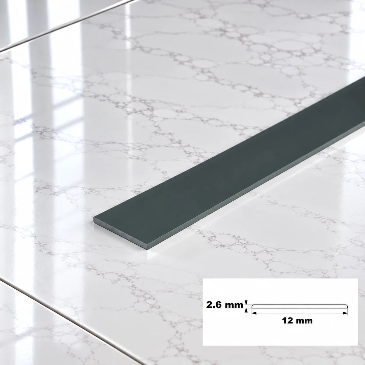 PVC Plastic TW Black White Anthracite Flat Bar Strip Anthracite 12 X 2.6 MM