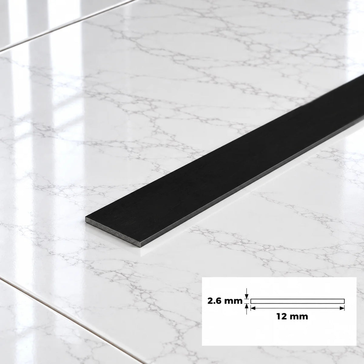 PVC Plastic TW Black White Anthracite Flat Bar Strip Black 12 X 2.6 MM